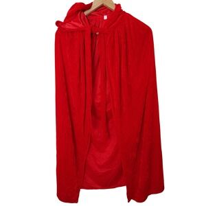 Red Hooded Cape Kids Crushed Velvet Costume Cloak‎ Medival Folk Woodland Cosplay